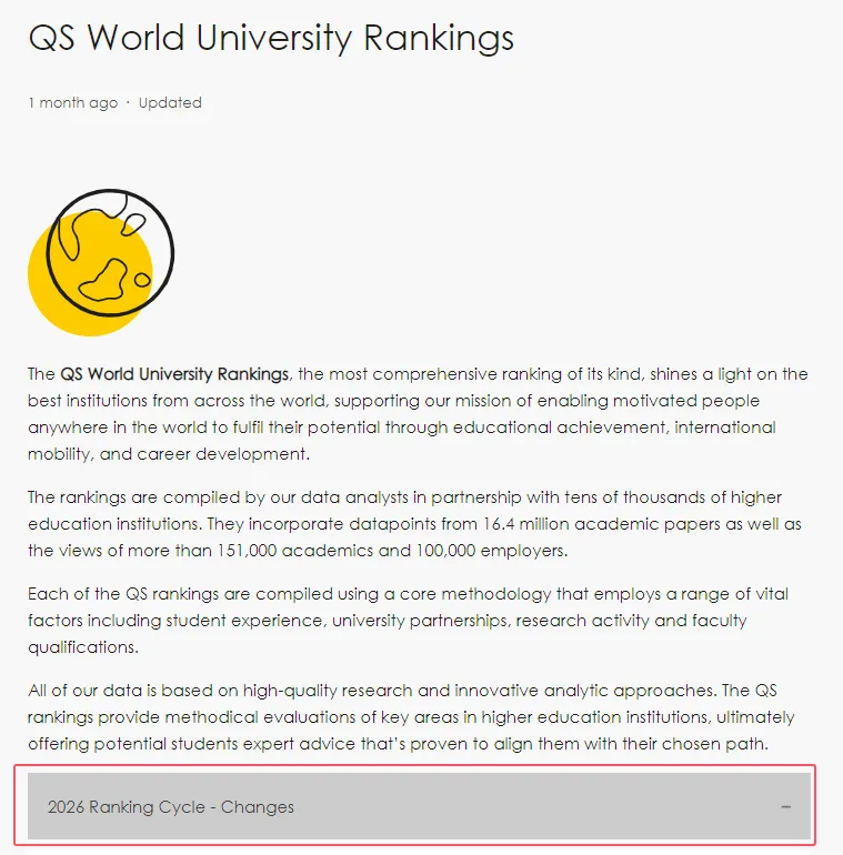 现在改动过后,QS排名评分指标占比如下: