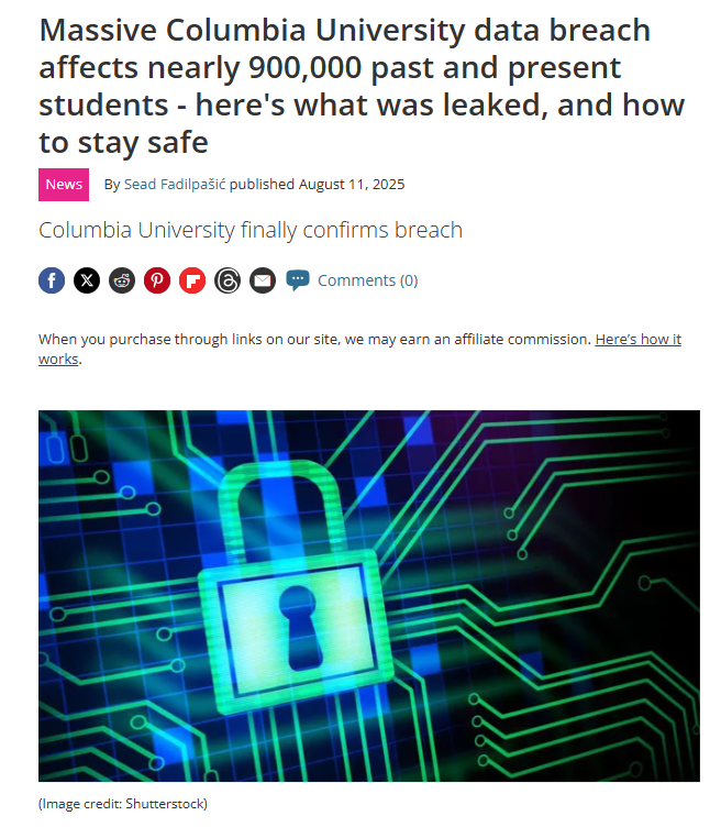 学生信息泄露再上演,哥大申请者、学生、教职工等87万人信息裸奔! 学生信息泄露再上演,哥大申请者、学生、教职工等87万人信息裸奔!