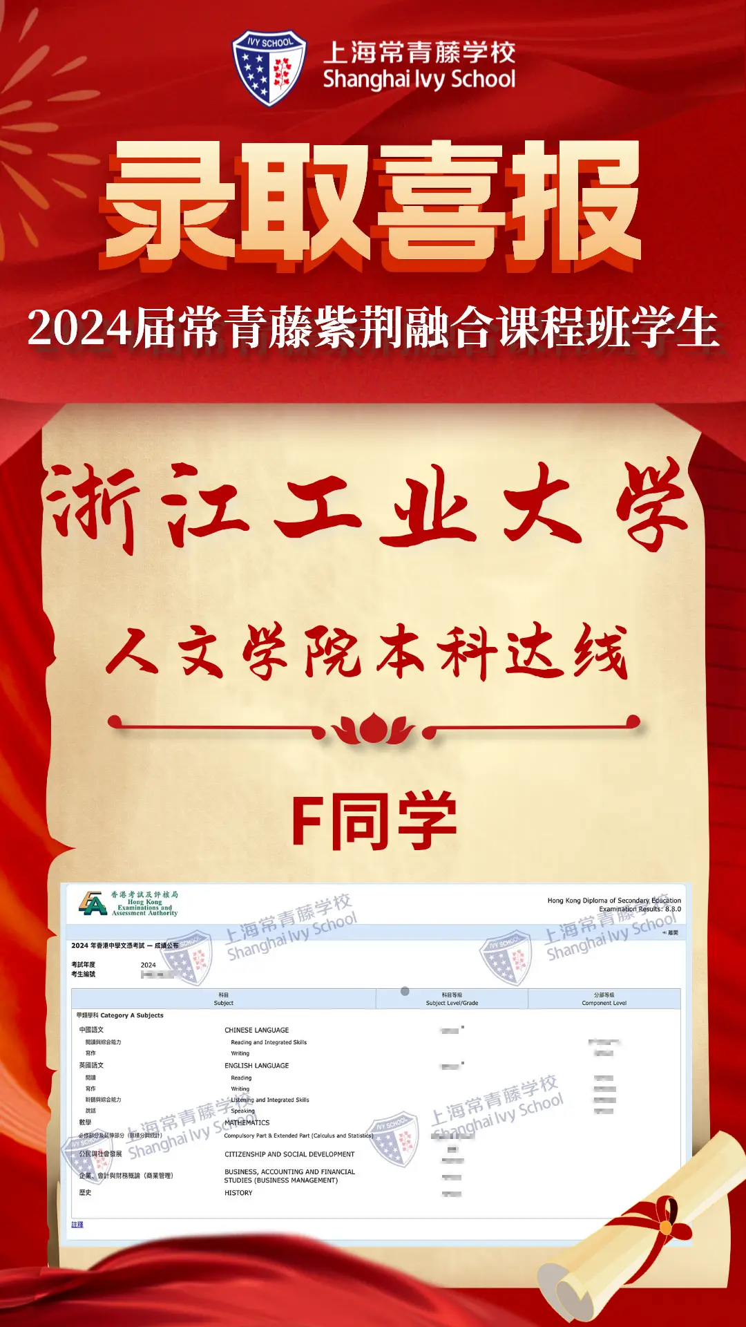 Z同学获得了上海大学艺术传媒专业录取线;(图 2)