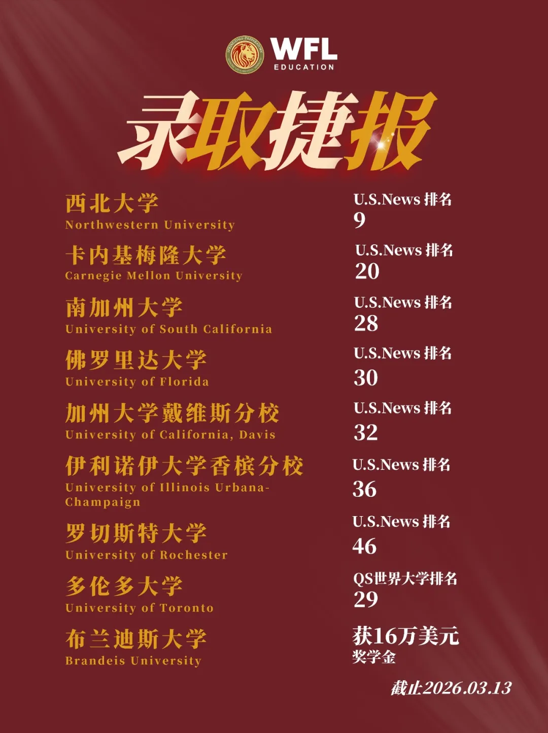 多国联申成功率高同步斩获美国、加拿大名校 offer